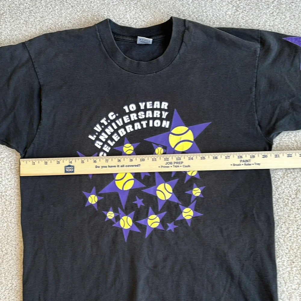 Vintage 1980 Single Stitch Tennis Livermore Black TShirt Fruit Of The Loom Large